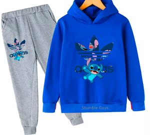 Kids ADS Stitch Print 2Pc Pants and Hoodie Set