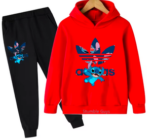 Kids ADS Stitch Print 2Pc Pants and Hoodie Set