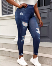 Load image into Gallery viewer, Plus Size Ripped Jeans