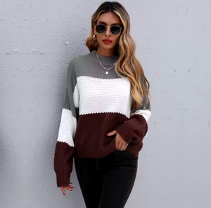 Loose Fit 3 Colour Knitted Jumper