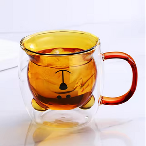 Double Wall Cute Glass Mug