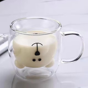 Double Wall Cute Glass Mug