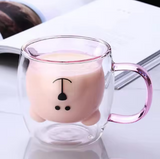 Double Wall Cute Glass Mug