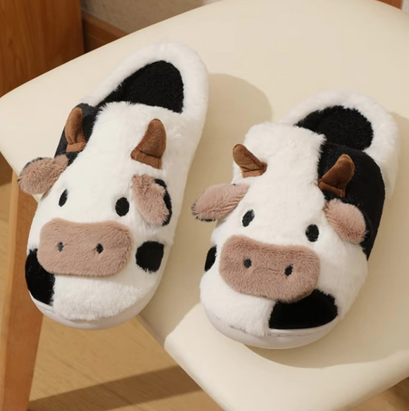 Cow Warm Plush Slippers