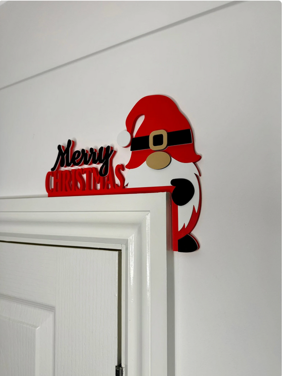 Christmas Dwarf Left and Right Wooden Door Frame Decoration