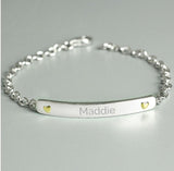 Personalised Sterling Silver and 9ct Gold Bar Bracelet