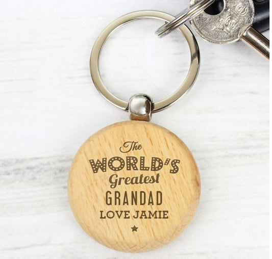 Personalised 'The World's Greatest' Wooden Keyring