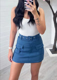 Womens High Waist Short Skirt Ladies Belted Pocket Cargo Mini Party Shorts Skort