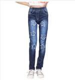 Girls Denim Stars Ripped Jeans