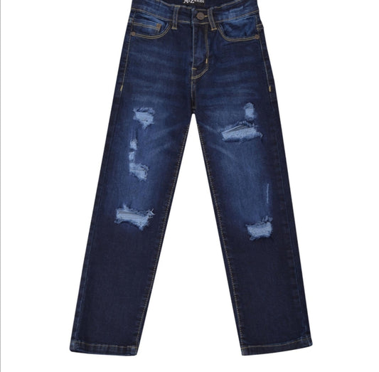 Boys Relaxed Straight Fit Boot Cut Ripped Jeans