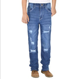 Boys Relaxed Straight Fit Boot Cut Ripped Jeans