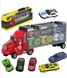 Toy Truck Carrier & 6 Mini Cars Play Set