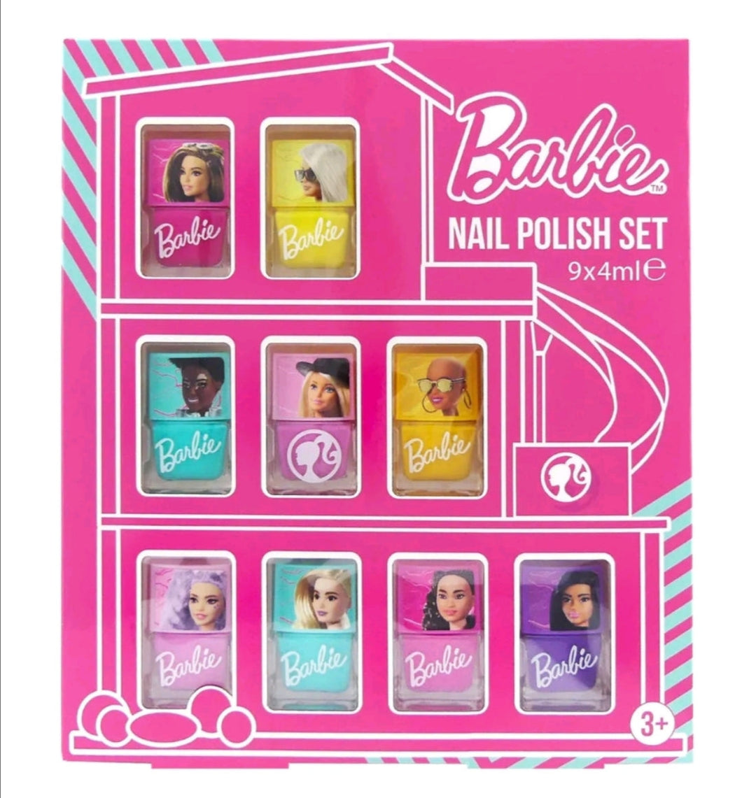 9pcs Barbie Nail Polish Set Water Based Peelable Nail Polish