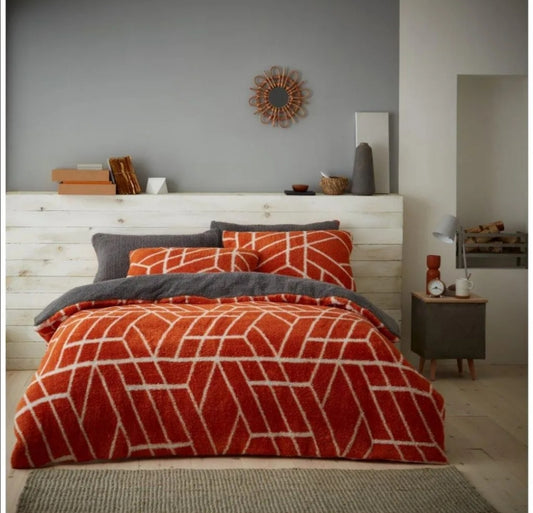 Geometric Teddy Fleece Duvet Cover Set