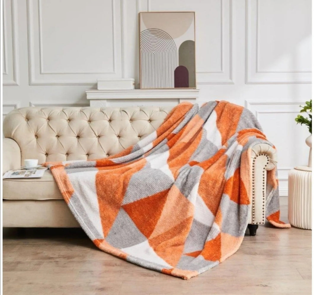 Teddy Fleece Geometric Throw