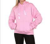 Women Ladies Ruched Gathered Balloon Sleeve Oversize Hooded Sweatshirt