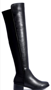 WOMENS OVER THE KNEE STUD HIGH STRETCHY BOOTS