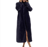 Women's Zip Up Warm Winter Ribbed Dressing Gown