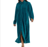 Women's Zip Up Warm Winter Ribbed Dressing Gown