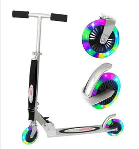 Kids Foldable Kick Scooter LED Light Wheels Adjustable Handlebars & Carry Strap