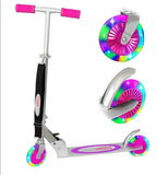 Kids Foldable Kick Scooter LED Light Wheels Adjustable Handlebars & Carry Strap