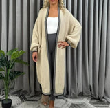 Women Knitted Oversized Cardigan Ladies Balloon Sleeve Stitch Long Maxi Cardigan