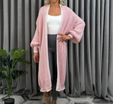 Women Knitted Oversized Cardigan Ladies Balloon Sleeve Stitch Long Maxi Cardigan