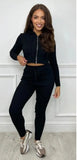 Womens Two Piece zip up Ribbed Loungewear