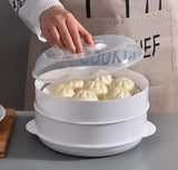 2 Tier Microwave Steamer Healthy Cooker Vegetable Fish Pasta Rice w Lid BPA Free