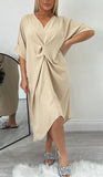 Womens V Neck Front Knot Dress