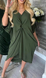 Womens V Neck Front Knot Dress