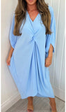 Womens V Neck Front Knot Dress