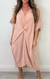 Womens V Neck Front Knot Dress