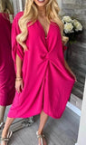 Womens V Neck Front Knot Dress