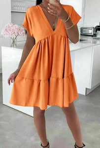 Womens V-Neck Smock Dress