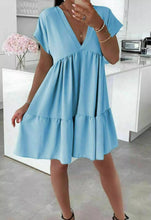 Load image into Gallery viewer, Womens V-Neck Smock Dress