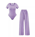 Womens Bodysuit Wide Leg Trouser Set