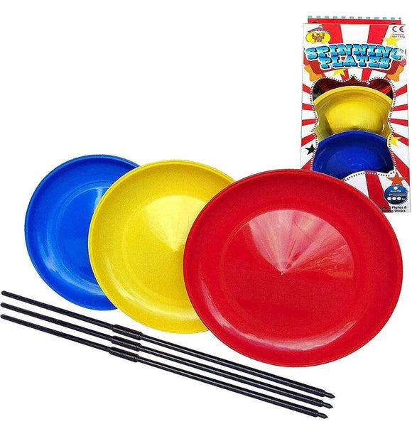 Set of 3 Spinning Circus Plates With Sticks