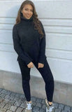 Ladies Chunky Knitted High Roll Neck Lounge Wear Set