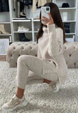 Ladies Chunky Knitted High Roll Neck Lounge Wear Set