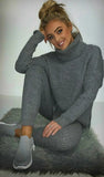 Ladies Chunky Knitted High Roll Neck Lounge Wear Set