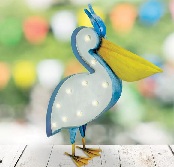 Solar Powered Garden Light Pelican LED Bird Decor Ornament