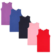 Load image into Gallery viewer, Pack 5 Girls Ribbed Vest Tops