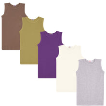 Load image into Gallery viewer, Pack 5 Girls Ribbed Vest Tops