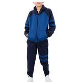 Boys Contrast Panel Fleece Hooded Tracksuit