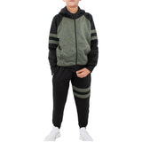 Boys Contrast Panel Fleece Hooded Tracksuit