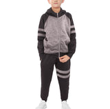 Boys Contrast Panel Fleece Hooded Tracksuit