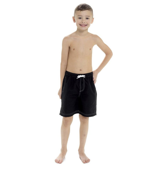 Boys Beach Plain Swim Contrast Thread Detail Boardshorts