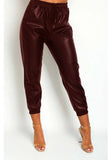 Ladies Faux Leather High Waist Joggers