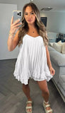 Womens Co-Ord Ladies Pleated Strappy Frill Peplum Two Piece Vest Top Shorts Set